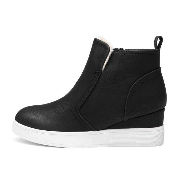 Hidden Heel Platform Wedge Booties - BLACK PU - 2